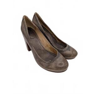 Frye Carson Leather Round Toe Block Heel Pumps Womens 8.5 M Brown